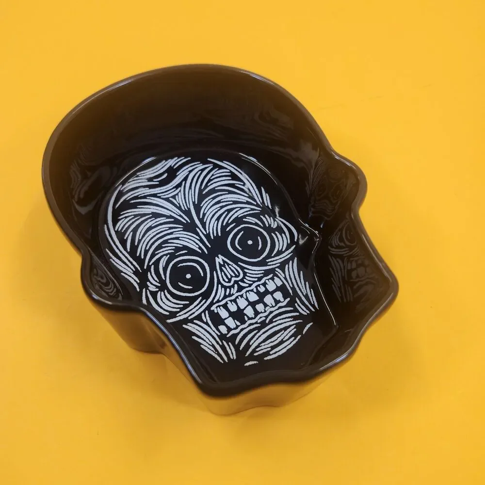 Crate & Barrel Patch NYC Skeleton Skull Halloween Day of Dead Candy Dish Bowl